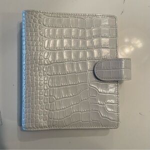 Van Der Spek A6 Leather Ring Agenda Planner in Beige Croco
